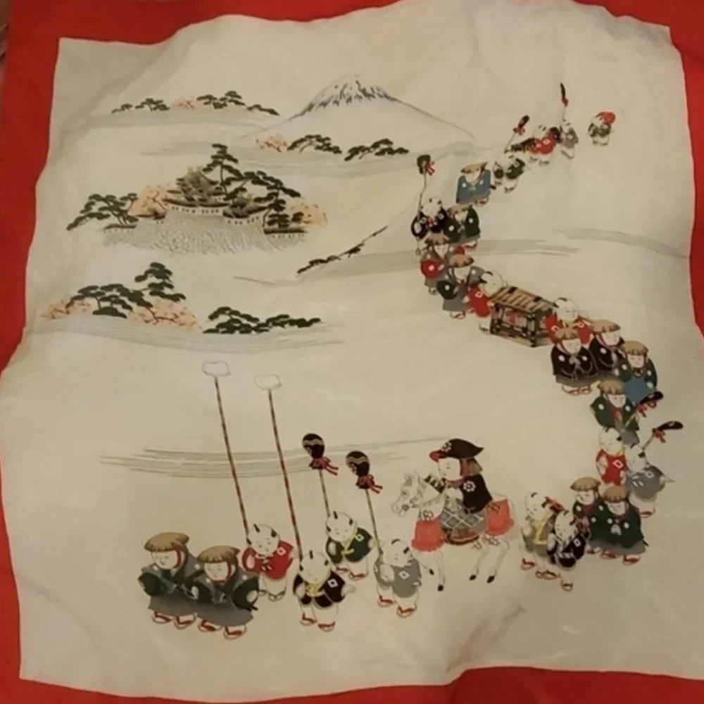Vintage‎ Asian Village Scene  scarf